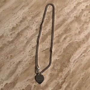 Tiffany & Co heart dog tag beaded chain necklace